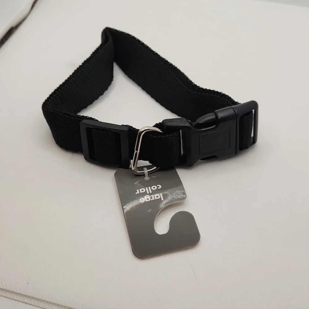 Nylon‎ Adjustable Dog Puppy Animal Black Collar with Buckle Large 18-24 Inches